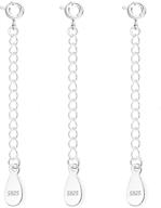 925 sterling silver necklace extender - 3 pack 2 inch extension for women's jewelry necklace, bracelet, and anklet - silver logo