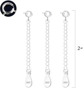 img 1 attached to 925 Sterling Silver Necklace Extender - 3 Pack 2 Inch Extension for Women's Jewelry Necklace, Bracelet, and Anklet - Silver