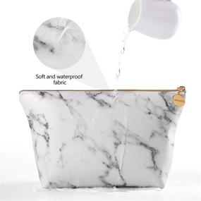 img 3 attached to 💼 Large Waterproof Marble Makeup Bag - Portable Cosmetic Organizer Travel Pouch for Women and Girls