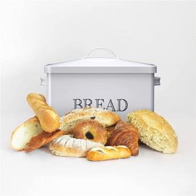 img 2 attached to 🍞 JRENINET Metal Bread Box - Farmhouse Bread Box for Kitchen Countertop - Space Saving, High Capacity Bread Storage Container - Ideal Metal Storage Tin for Bread, Bagels, Cookies & More!