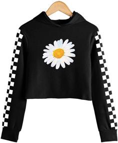 img 3 attached to 👧 Adorable Long Sleeve Plaid Hoodies: Girls Crop Tops Sweatshirts for Kids