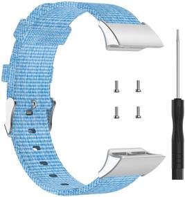 img 2 attached to 🔵 FitTurn Woven Nylon Strap for Garmin Forerunner 35/ Forerunner 30 - Replacement Watch Band with Adjustable Fitness Bracelet Wristband - Blue