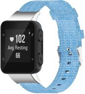 🔵 fitturn woven nylon strap for garmin forerunner 35/ forerunner 30 - replacement watch band with adjustable fitness bracelet wristband - blue logo