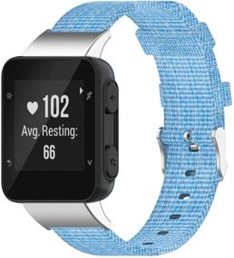 img 4 attached to 🔵 FitTurn Woven Nylon Strap for Garmin Forerunner 35/ Forerunner 30 - Replacement Watch Band with Adjustable Fitness Bracelet Wristband - Blue