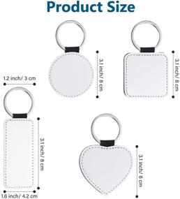 img 2 attached to 🔑 20-Piece PU Leather Sublimation Blank Keychains | Heat Transfer Charms for DIY Crafts Making | Round, Heart, Square, and Rectangle Shapes | Keychain Ornaments