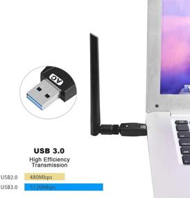 img 2 attached to 📶 High-Speed USB WiFi Adapter for PC with Dual Band 2.4GHz/5GHz and 5dBi Antenna - 1200Mbps