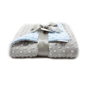 img 2 attached to Soft & Cozy: MEG Original Reversible Minky Dot Baby Boy Blanket in Blue & Gray – 383