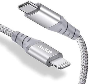 img 4 attached to 🔌 ESR USB-C кабель Lightning: сертифицированный MFi PD быстрая зарядка для iPhone 13/12/11, 7.8 дюймов, оплетенный нейлон - серебристый.