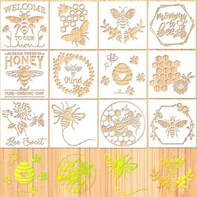 img 4 attached to 🐝 Reusable Bee Stencil Template Set - 12 Pieces Honeycomb & Bee Sweet Stencils - DIY Mylar Stencils for Painting on Home Walls, Wood - 6x6 Inch - Welcome to Our Stencils Collection