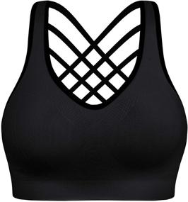 img 4 attached to 🏋️ Ultimate Comfort: BHRIWRPY Padded Strappy Sports Bras for Women - Ideal Activewear Yoga Bras