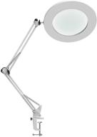💡 youkoyi led magnifying lamp with stepless dimming and 5x magnification for reading/office/work - adjustable swing arm, 3 color modes, industrial clamp (white) логотип