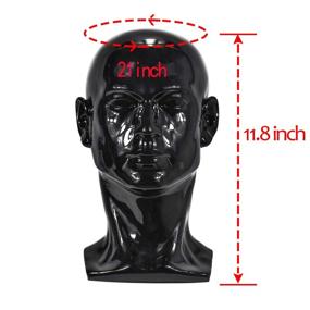 img 2 attached to 🎩 ZMS Styrofoam Male Wig Display Mannequin Head Stand - Professional Cosmetology Model Head for Men's Hairpieces, Headset, Jewellery, Hats & Glasses - Bright Black Color