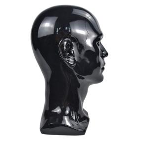 img 1 attached to 🎩 ZMS Styrofoam Male Wig Display Mannequin Head Stand - Professional Cosmetology Model Head for Men's Hairpieces, Headset, Jewellery, Hats & Glasses - Bright Black Color