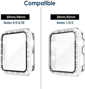 img 1 attached to 💎 Стильный набор из 5 чехлов Simpeak 40 мм с блестящим покрытием и стеклянным защитным экраном для Apple Watch Series 6/SE/5/4 - Полный защитный чехол с кристаллами замены в золотом, розовом, черном, серебряном и прозрачном цветах.