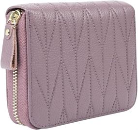 img 1 attached to Leather Compact Zipper Accordion Wallet for Women with RFID Blocking and 24 Slots Card Holder