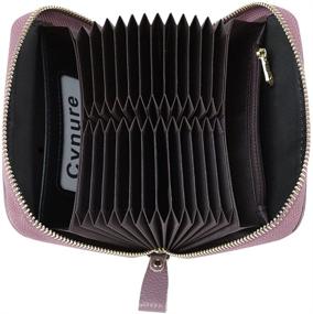 img 2 attached to Leather Compact Zipper Accordion Wallet for Women with RFID Blocking and 24 Slots Card Holder