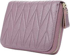img 3 attached to Leather Compact Zipper Accordion Wallet for Women with RFID Blocking and 24 Slots Card Holder