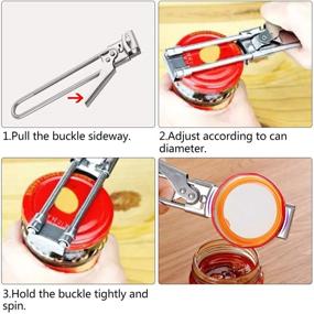 img 2 attached to 🍾 2 Pack Adjustable Multifunction Stainless Steel Can Opener Manual Jar Bottle Opener with Heavy Duty Design for Removing Bottle Lids