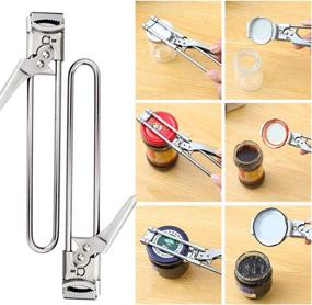 img 1 attached to 🍾 2 Pack Adjustable Multifunction Stainless Steel Can Opener Manual Jar Bottle Opener with Heavy Duty Design for Removing Bottle Lids