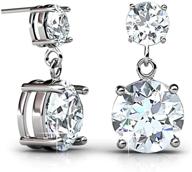 💎 dazzling jade marie small silver dangle stud earrings: 18k white gold plated solitaire with swarovski crystals - beautiful and elegant earrings logo