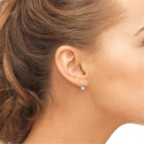 img 3 attached to 💎 Dazzling Jade Marie Small Silver Dangle Stud Earrings: 18k White Gold Plated Solitaire with Swarovski Crystals - Beautiful and Elegant Earrings