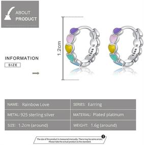 img 1 attached to VOROCO Hypoallergenic 925 Sterling Silver Rainbow Hoop Earrings - Colorful Enamel Love Heart Earrings 🌈 for Girls, 14K Gold Plated - Ideal Birthday or Valentine's Day Gift for Women and Kids