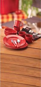 img 3 attached to 🌈 Colorful & Practical: Coleman 24-Piece Enamel Dinnerware Set, Red