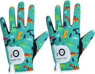 junior youth toddler golf gloves - boys girls left right hand, breathable 2 pack gift set - white black green logo