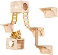 🐱 enhance your cat's playtime with the tinton life 9pcs wall wood cat climber set: 2 cat condos, 4 cat shelves, 2 ladders, 1 sisal cat scratching post, cat steps, and cat perch/bed logo