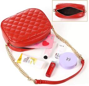 img 1 attached to Small Leather Crossbody Handbags & Wallets for Women with Metal Accent - SAMSHOWME