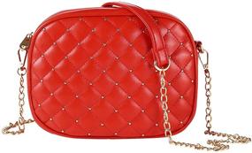 img 4 attached to Small Leather Crossbody Handbags & Wallets for Women with Metal Accent - SAMSHOWME