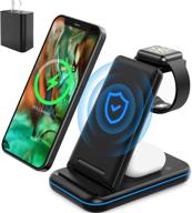 🔌 3 in 1 wireless charging station for apple iphone 13/13 pro/13 pro max/13 mini/12/se/11 series/x/xs/xr/8 plus with apple watch se/6/5/4/3/2 dock and qc 3.0 adapter logo