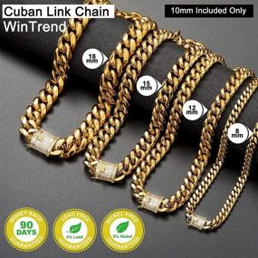 img 1 attached to 💎 Stylish WinTrend 18K Gold Stainless Steel Hip Hop Miami Curb Chains with Bling Bling Cubic Zirconia Iced-Out Clasp for Men - Available in Multiple Sizes and Lengths!