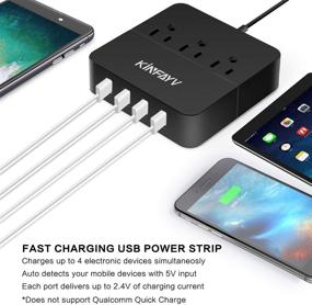 img 1 attached to 💡 Portable Power Strip with 4 USB Ports & 3 Outlets - Surge Protector USB Strip for Travel, Hotel, Office