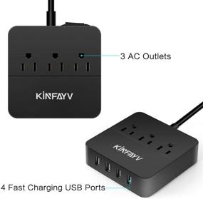 img 2 attached to 💡 Portable Power Strip with 4 USB Ports & 3 Outlets - Surge Protector USB Strip for Travel, Hotel, Office