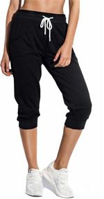 img 4 attached to SPECIALMAGIC Women's Capri Jogger Pants: Comfy Sweatpants with Drawstring Waist & Side Pockets