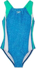 img 4 attached to 👙 Speedo Girls' One Piece Swimsuit with Infinity Splice and Thick Straps