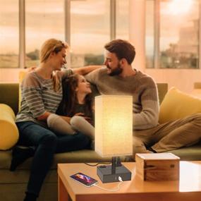 img 1 attached to 🛏️ Bedside Touch Lamps for Bedrooms, Nightstand Table Lamp with USB Port and Outlet, Perfect for Living Room, Dorm, Reading Nook - Fully Dimmable Small Decorative Lamp