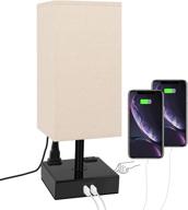 🛏️ bedside touch lamps for bedrooms, nightstand table lamp with usb port and outlet, perfect for living room, dorm, reading nook - fully dimmable small decorative lamp логотип