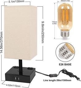img 2 attached to 🛏️ Bedside Touch Lamps for Bedrooms, Nightstand Table Lamp with USB Port and Outlet, Perfect for Living Room, Dorm, Reading Nook - Fully Dimmable Small Decorative Lamp