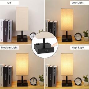 img 3 attached to 🛏️ Bedside Touch Lamps for Bedrooms, Nightstand Table Lamp with USB Port and Outlet, Perfect for Living Room, Dorm, Reading Nook - Fully Dimmable Small Decorative Lamp