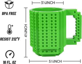 img 2 attached to 🧱 Build On Brick Mug-Fubarbar Creative Building 12oz Coffee Cup: Blocks Desk Drinkware & Funny Toy for Kid Birthday Gift, Christmas Party, Xmas - 3pack Green Blocks