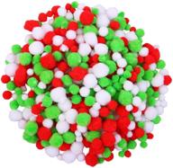 🎄 cooraby 500 pieces christmas pom poms: fluffy diy crafts in assorted colors and sizes logo