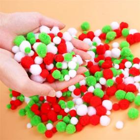 img 2 attached to 🎄 Cooraby 500 Pieces Christmas Pom Poms: Fluffy DIY Crafts in Assorted Colors and Sizes