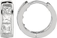 👑 sterling silver princess-cut mini huggie hoop earrings: ritastephens 3.5x9 mm logo