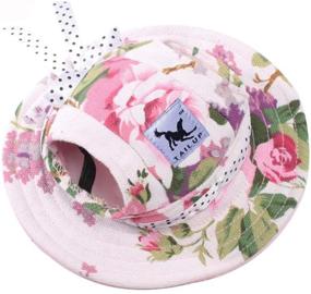 img 2 attached to 🌸 Leconpet Princess Pet Hat - Dog Caps with Neck Strap, Adjustable & Comfortable - Ear Holes for Small, Medium, and Large Dogs - Outdoor Sun Protection (Size L, Color Flower)
