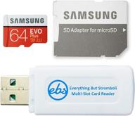 📷 samsung evo+ 64gb micro sd card | compatible with samsung galaxy a71 5g, a71, a01, a51 5g cell phones | class 10 (mb-mc64ha) | bundle with (1) everything but stromboli microsdxc & sd memory card reader logo