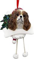 🐶 charming king charles ornament: exquisite hand-painted design with customizable 'dangling legs' logo