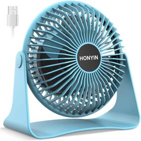 img 4 attached to HONYIN 6 Inch Portable Desk Fan - USB Small Fans with 3 💨 Speeds, Powerful Airflow, Silent Operation, 360° Rotation for Personal Use at Home, Office, Bedroom