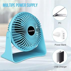 img 1 attached to HONYIN 6 Inch Portable Desk Fan - USB Small Fans with 3 💨 Speeds, Powerful Airflow, Silent Operation, 360° Rotation for Personal Use at Home, Office, Bedroom